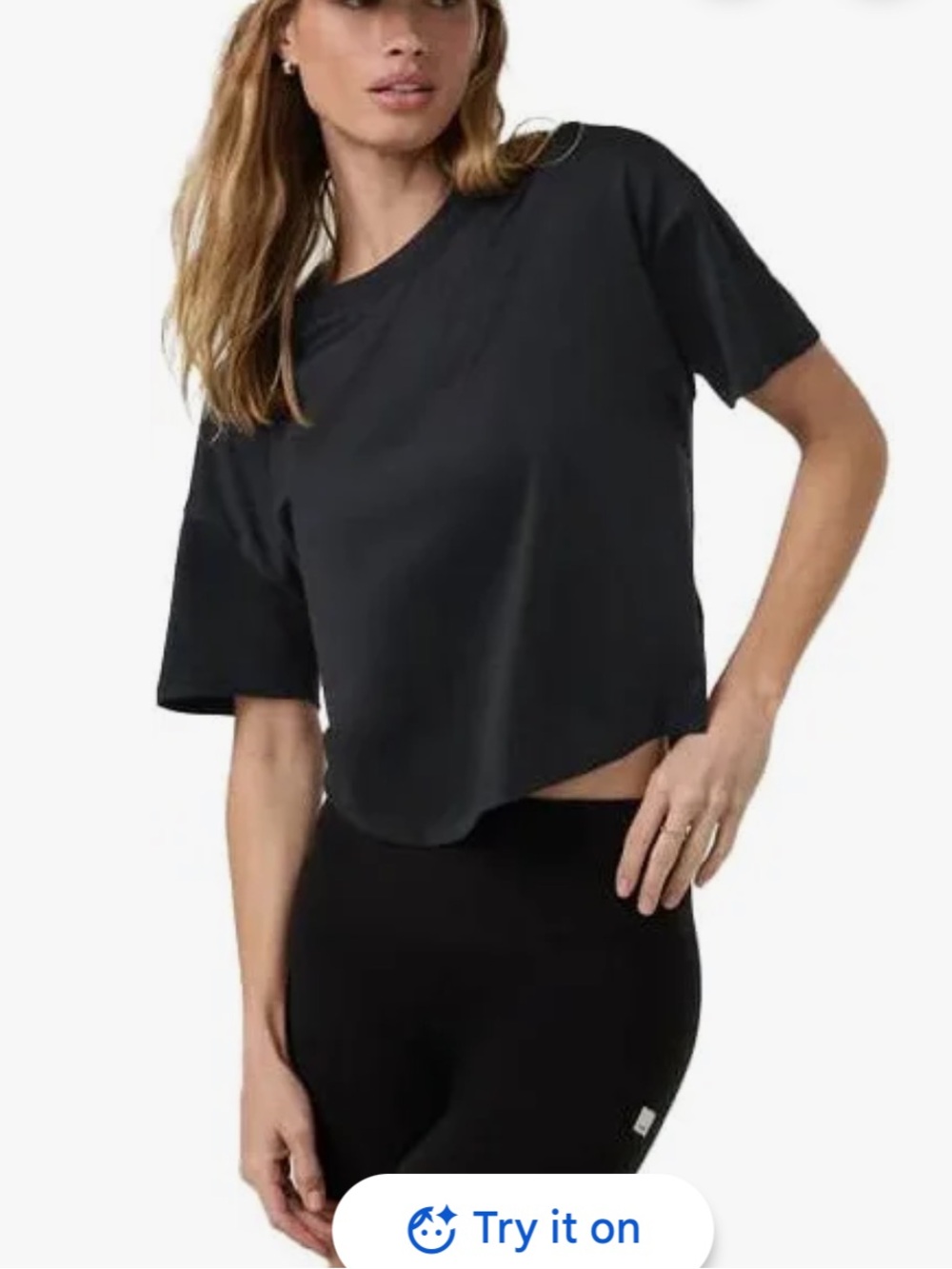 Vuori Black Women's Short Sleeve Crewneck heavyweight Crop Top